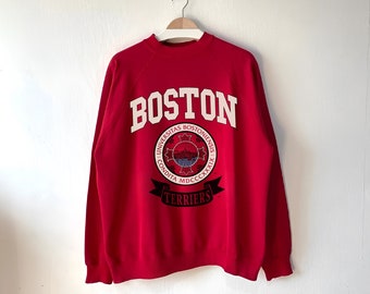 Vintage 90s Boston University Sweatshirt, Boston Terrier Shirt, Boston Terrier Fan, Boston University Sweater, Boston University Crewneck