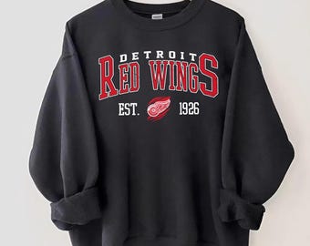 Detroit Red Wings Sweatshirt, Vintage Style Detroit Hockey Crewneck, Retro Detroit Red Wings Hockey Shirt, Retro Detroit Ice Hockey Sweater