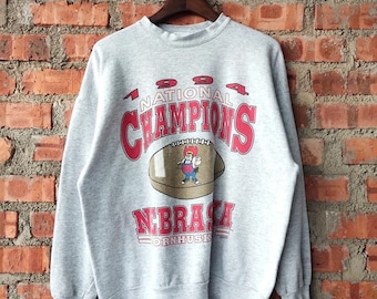 Vintage 90s Nebraska Cornhuskers University National Champions Football Sweatshirt, Nebraska Cornhuskers Shirt, Nebraska Football Fan Shirt