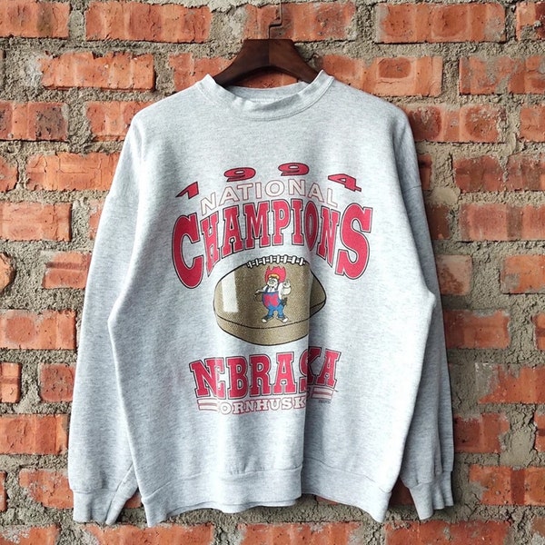 Vintage 90s Nebraska Cornhuskers University National Champions Football Sweatshirt, Nebraska Cornhuskers Shirt, Nebraska Football Fan Shirt