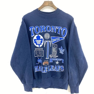 Men's Antigua Heather Royal Toronto Maple Leafs Saga Pullover Hoodie Size: Medium