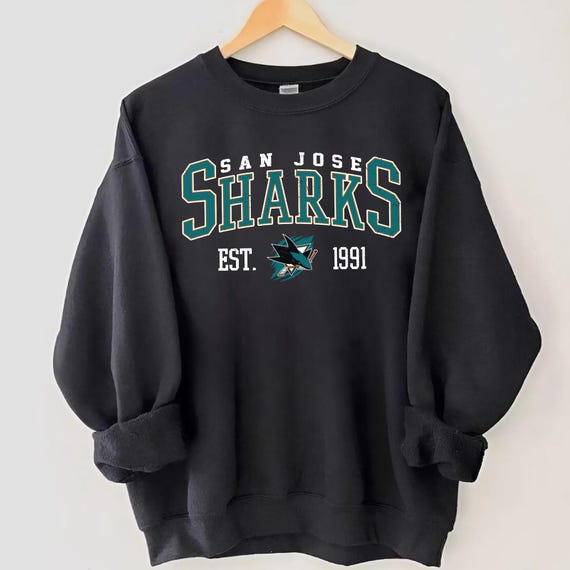 San Jose Sharks Sweatshirt Crewneck, Vintage Sharks shirt, San Jose Hockey Fan shirt, Hockey Tee, Retro San Jose Sharks Ice Hockey Sweater