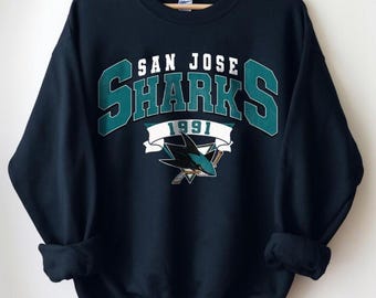San Jose Sharks Sweatshirt Crewneck, Vintage Sharks shirt, San Jose Hockey Fan shirt, Hockey Tee, Retro San Jose Sharks Ice Hockey Sweater