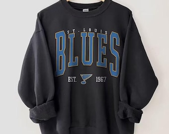 ST. Louis Blue Sweatshirt, Vintage Style ST. Louis Blue Crewneck, Retro Calgary Hockey Shirt, Retro ST. Louis Blue Ice Hockey, Hockey Fan