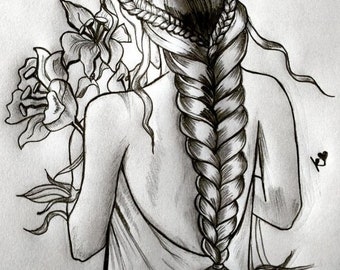 Girl Pencil Sketch - Etsy Israel Girl Pencil Sketch - Etsy Israel