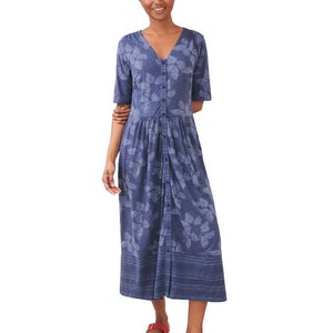 White Stuff Women&#39;s Mia Cotton Jersey Summer Dress in Blue (IMPERFECT)