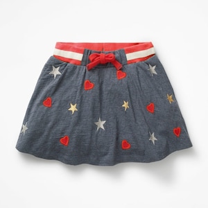 Mini Boden Girl&#39;s Embroidered Jersey Skirt in Blue