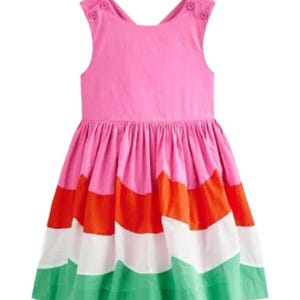 Mini Boden Girl&#39;s Cross-back Dress in Scallop Colourblock
