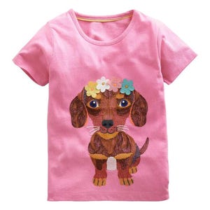 Mini Boden Girl&#39;s Superstitch Logo T-Shirt in Cameo Pink Puppy (Slightly Defect)