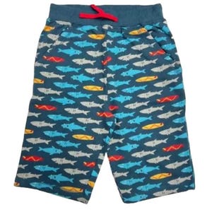 Frugi Boy's Shark Printed Shorts in Camper Blue