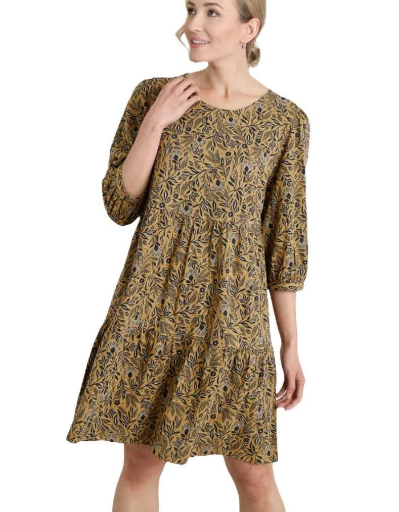 Seasalt Women's Heron Dip Tiered Jersey Dress in Folk Meadow Kelp