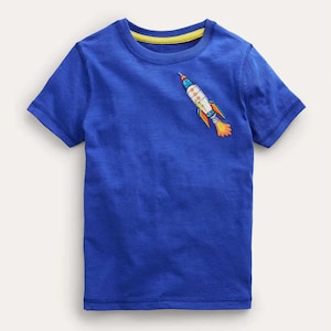 Mini Boden Washed Superstitch T-shirt in Bluing Blue Rocket (Slightly Defect)
