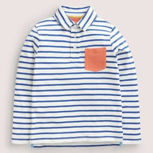 Mini Boden Boy's Supersoft Polo Shirt in Navy/Ivory (Slightly Defect)
