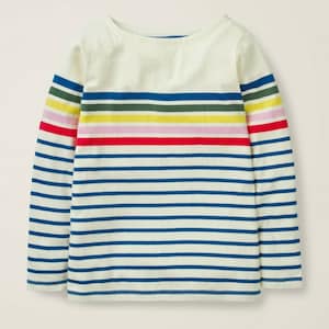 Mini Boden Girl&#39;s Breton T-shirt in Blue Multi