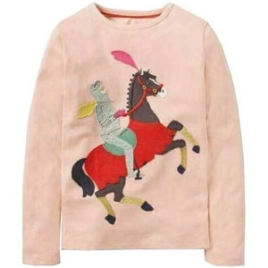 Mini Boden Girl's Warrior Big Applique T-shirt in Pink