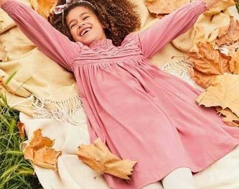Robe en jersey brodée fille Mini Boden Rose formica France