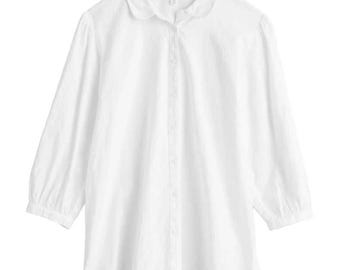 Ex Seasalt Women&#39;s 3/4 Sleeve Hope Cottage Blouse in Salt