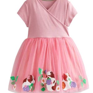 Mini Boden Girl&#39;s Guinea Pig Applique Tulle Dress in Pink