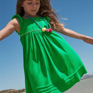 Mini Boden Girl&#39;s Frill Detail Sleeve Jersey Dress in Pepper Green