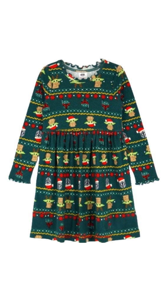 Hanna Andersson STAR WARS Grogu Rib Knit Dress in Bounty Ful