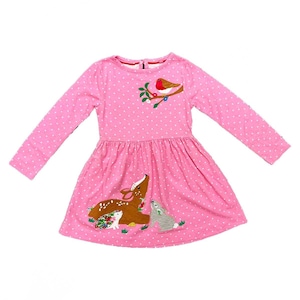 Mini Boden Girl&#39;s Rabbit Robin Applique Dress in Pink (Slightly Defect)