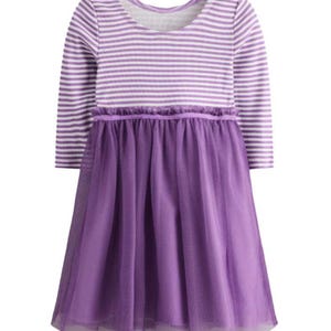 Mini Boden Girl&#39;s Rib Jersey Tulle Dress in Purple