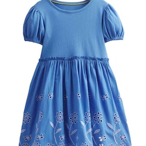 Mini Boden Girls&#39; Broderie Twirly Dress in Penzance Blue