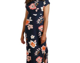Weird Fish Women&#39;s Mirren Organic Cotton Maxi Dress in Rich Navy