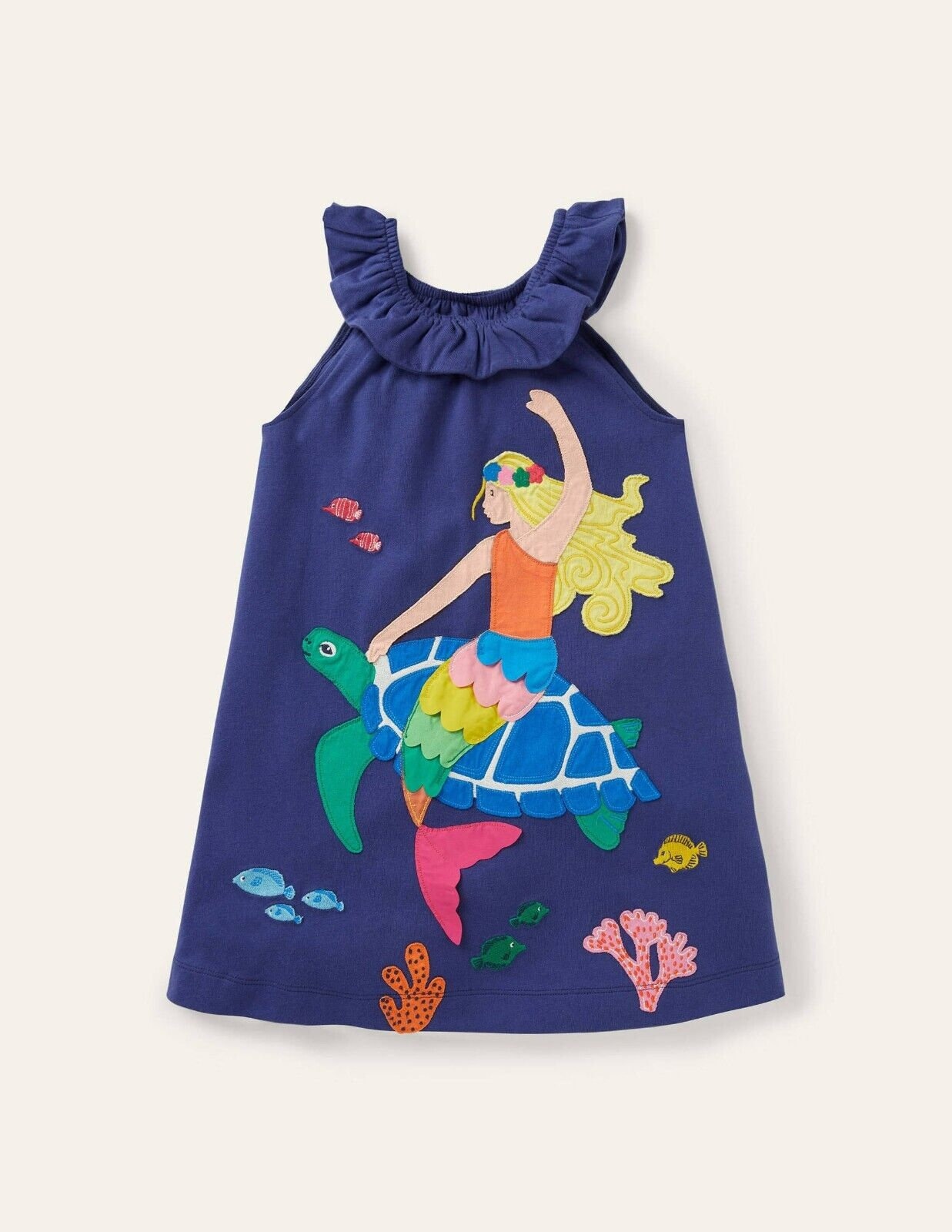 Mini Boden Girl s Mermaid Big Applique Dress in Starboard Blue Mermaid Etsy