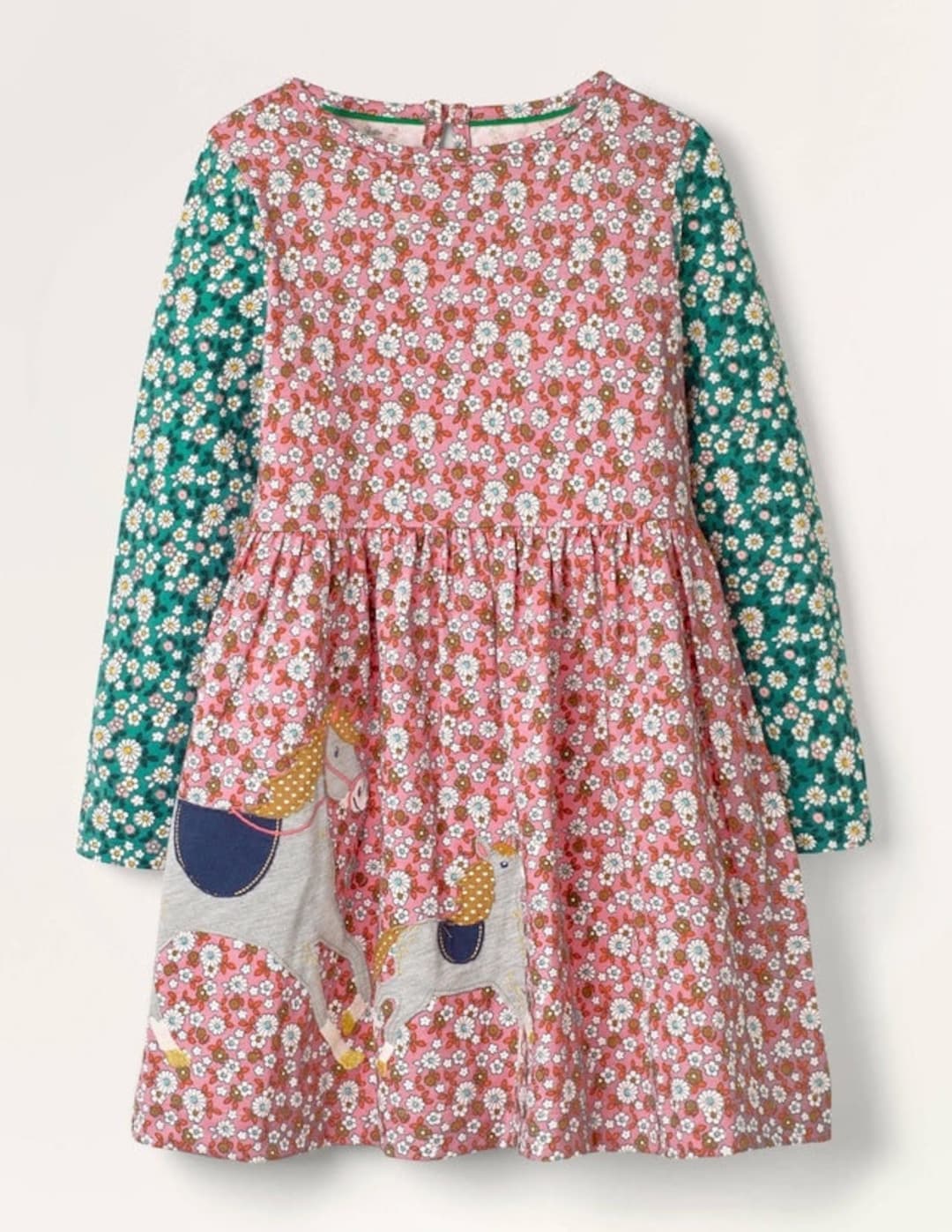 Mini Boden Girl s Applique Floral Hotchpotch Dress in Red Vintage slightly Imperfect Etsy Canada