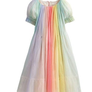 Mini Boden Girl&#39;s Short Sleeve Rainbow Tulle Dress in Multi