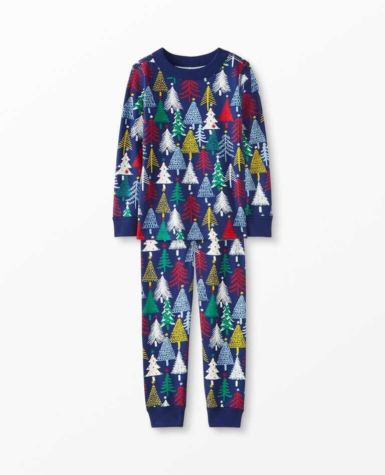 Hanna Andersson Long John Pyjama Set in Twinkly Trees