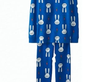 Hanna Andersson Long John Pyjama Set in Blue Bunny