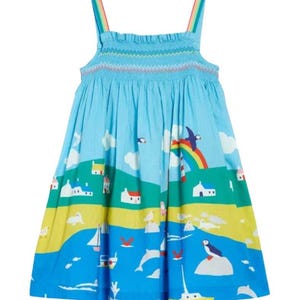 Mini Boden Girl&#39;s Smoked Sleeveless Sun Dress in Blue River Side