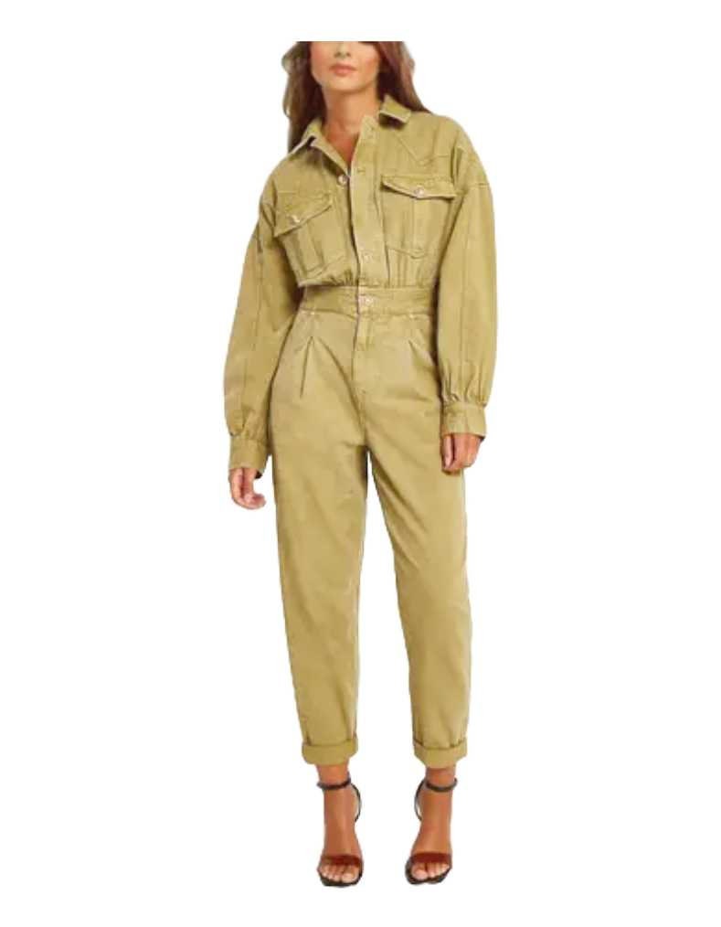 River Island Khaki Boiler Jumpsuit Green Boiler Suit With Gold