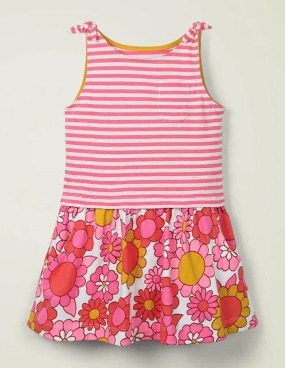 Mini Boden Girl s Hotchpotch Bow Jersey Dress in Pink Floral Etsy Canada