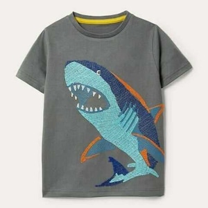 Mini Boden Boy's Underwater Superstitch T-Shirt in Grey Marl