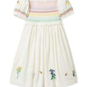Mini Boden Girls&#39; Embroidered Smock Dress in Ivory