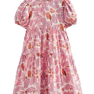 Mini Boden Girls&#39; Fall Printed Woven Tiered Dress - Blossom Pink