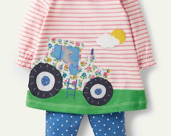 Baby boden Big Applique Dress Set in Elizabethan Blue Farm (Slightly Defect)