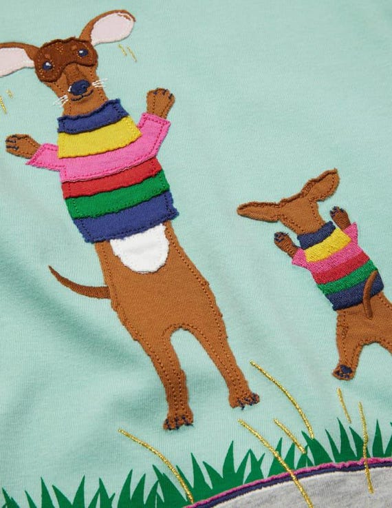 T-Shirt Manches Longues Mini Boden Garçon 6-7 Ans – Appliqué Graphique (Neuf Avec Étiquettes, 100% Coton)