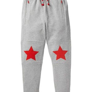 Mini Boden Boy's Warrior Knee Sweatpant in Grey Marl Stars