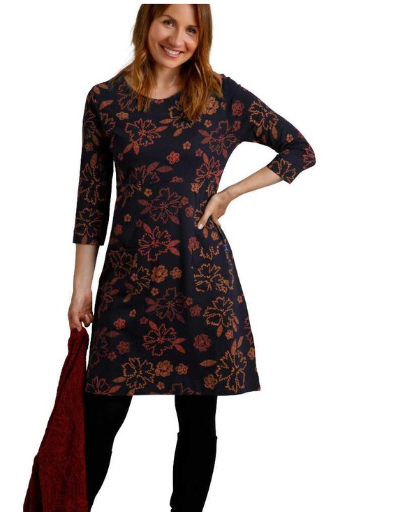Weird Fish Damen Starshine Organic Printed Kleid (Grün