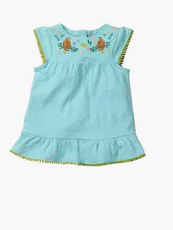 Baby Boden Jungle Embroidered Dress in Mineral Blue Monkeys - Etsy