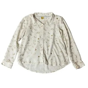 Mini Boden Girl&#39;s Space Printed Shirt in Cream Mix