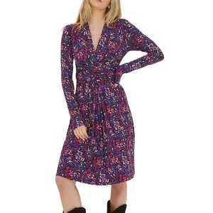 Fat Face Women&#39;s Delphine Abstract Jersey Dress in Purple (IMPERFECT)