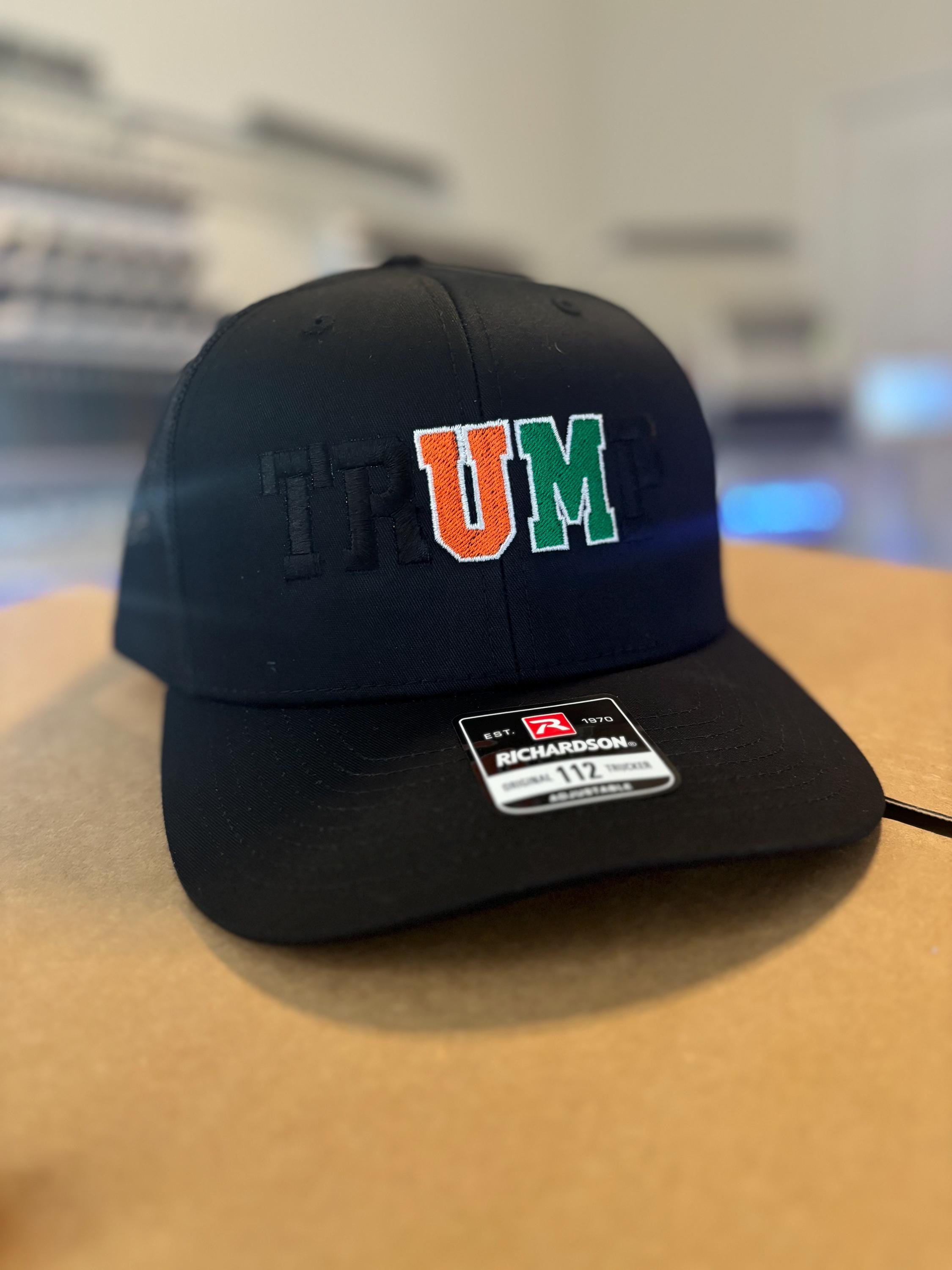 TRUMP MAGA University of Miami Blacked Out Trucker Cap Richardson