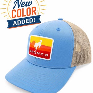 Retro Ford Bronco Patch or Lasered Patch on Richardson 112 Trucker SnapBack cap