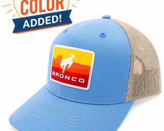 Retro Ford Bronco Patch or Lasered Patch on Richardson 112 Trucker SnapBack cap