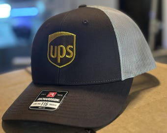 UPS Cap Richardson 115 Low Profile Chocolate Chip/ Grey Brown Embroidered or PVC PATCH